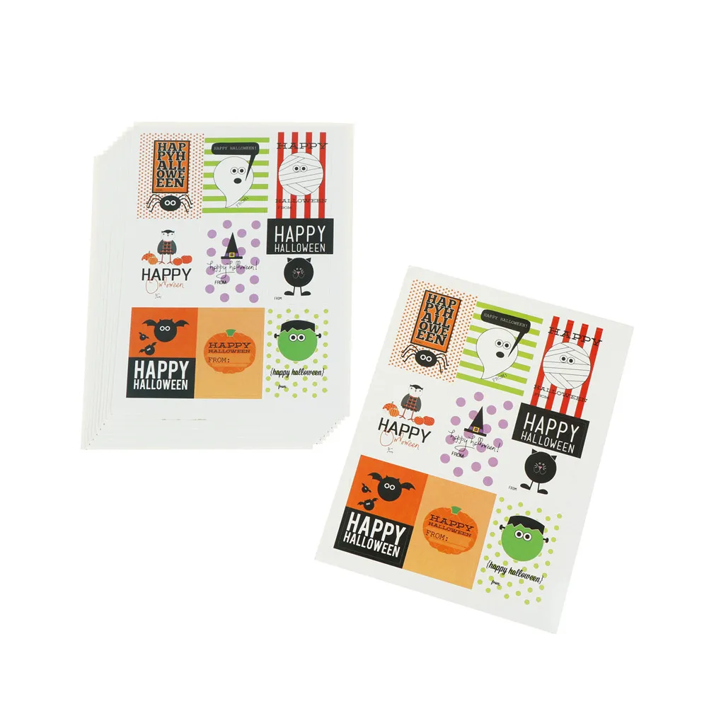

90pcs/lot Halloween Decoration Seal Stickers Candy Bags Packaging Tags Pumpkin Paper Sticker Gift