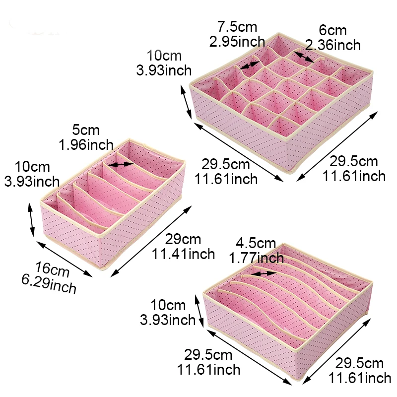 3 шт./компл. нетканый материал и узором в горошек, простая коробка для хранения нижнего белья Waterprool Костюмы Органайзер Чехол бюстгальтер носки для дома Спальня