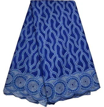 

Free shipping (5yards/pc) high quality royal blue African dry cotton lace fabric 2016 new design for party dress CLP18