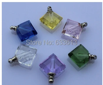

50pcs/lot rice art pendant Freeshipping!! polyhedron Prismatic glass Vial Pendants Jewelry Pendant Perfume pendant