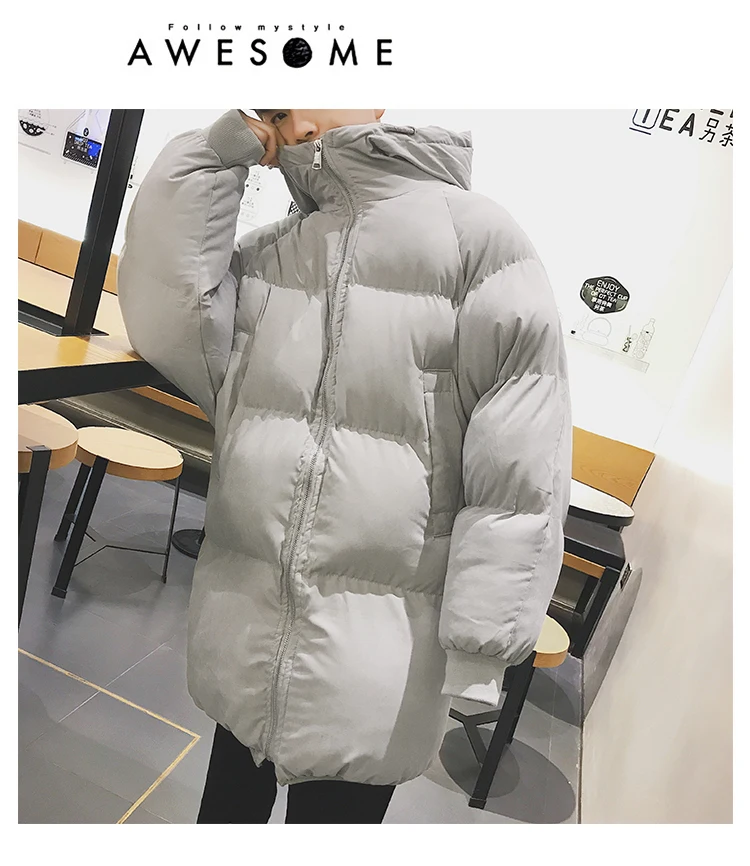 YASUGUOJI модная однотонная куртка-пузырь мужские зимние пальто хлопковая стеганая мужская куртка с капюшоном мужская куртка зимняя теплая