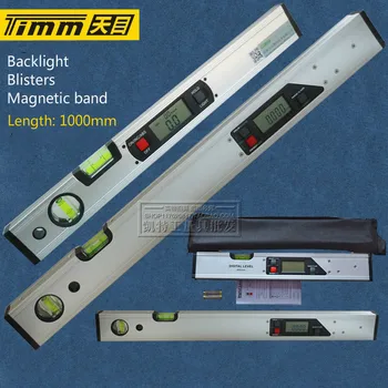 

Electronic digital display level, 1000mm level, angle ruler, slope tilt rate meter. Three button with magnetic.