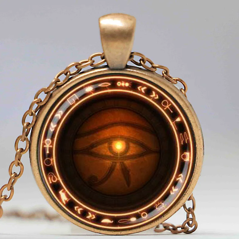 Серебряное ожерелье «глаз Хоруса», волшебное ожерелье с рунами, ювелирные изделия от сглаза HZ1 - Окраска металла: Antique Cooper