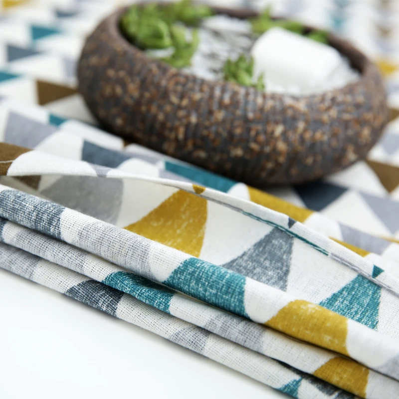 Triangle Printed Patterns Table Cloth Cotton Linen Dining Decorated Mediterranean style can wash the tablecloth