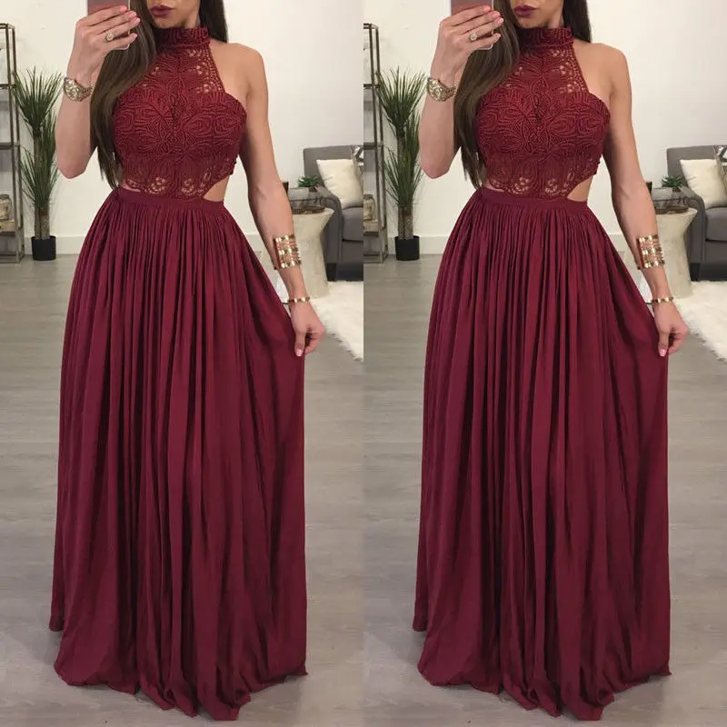 vestido longo de festa vinho