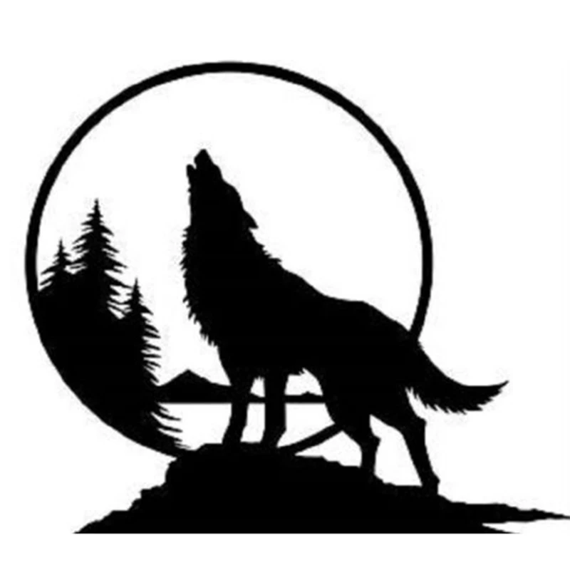 

15*13cm Handsome And Cool Stickers WOLF HOWLING AT THE MOON TREES scenery Vinyl Decal Sticker Car Truck Decor Car Sticker