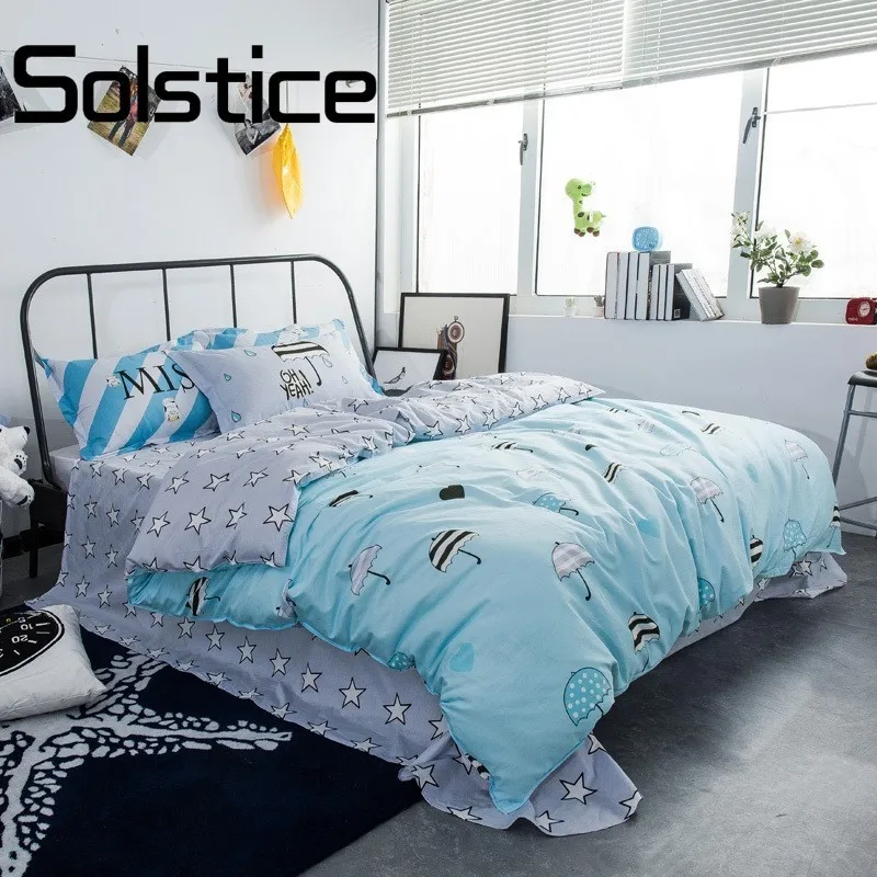 Solstice Home Textile font b Cute b font Umbrellas Blue Cartoon Style Dance Music New Cotton