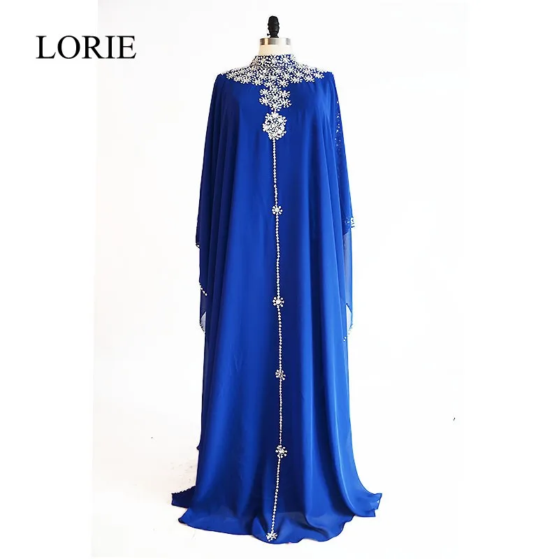 

Elegant Muslim Long Evening Dresses Plus Size LORIE 2018 High Neck Crystal Beaded Women Formal Prom Party Dresses Long Sleeve