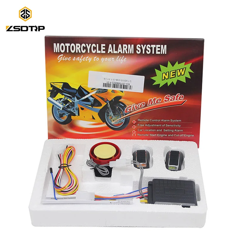 

ZSDTRP 12V Burglar Alarm Motorcycle Bike Anti-theft Security Alarm System Remote Control Engine Start Anti-line Protect Parts