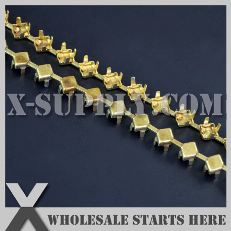 

6x6mm Square Hollow Empty Cup Chain Without Rhinestones for Craft/Shoe/Jewelry/Apparel