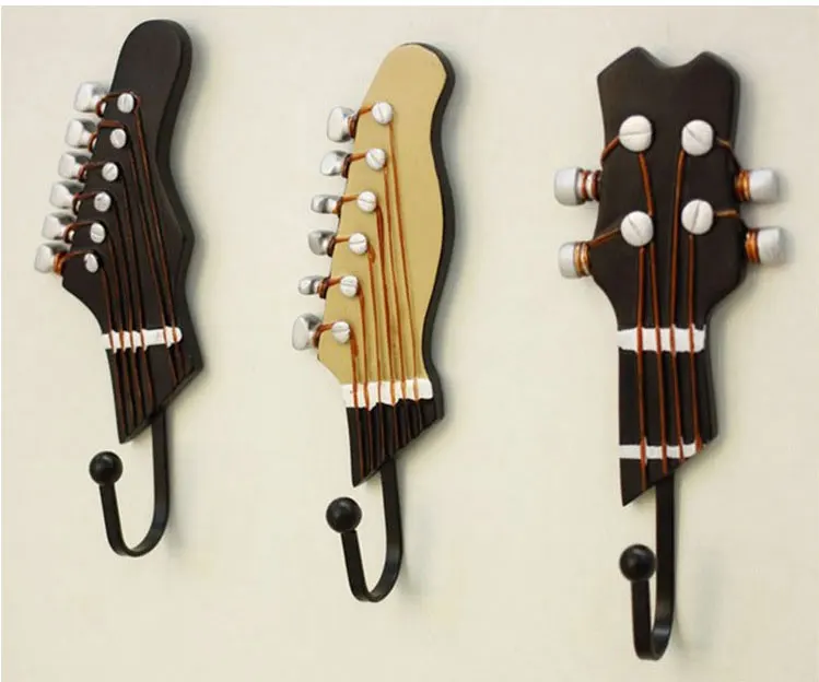 3psc Music Bass decorative Hat Coat Cloth Wall Door Hanger Hooks