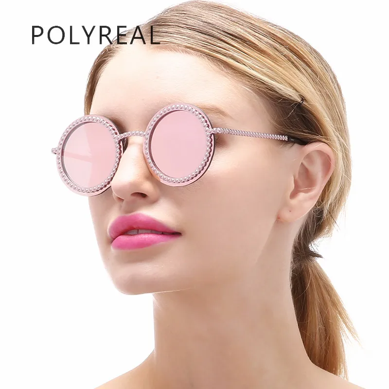 POLYREAL 2017 New Fashion Round Sunglasses Women Brand Designer Circle
