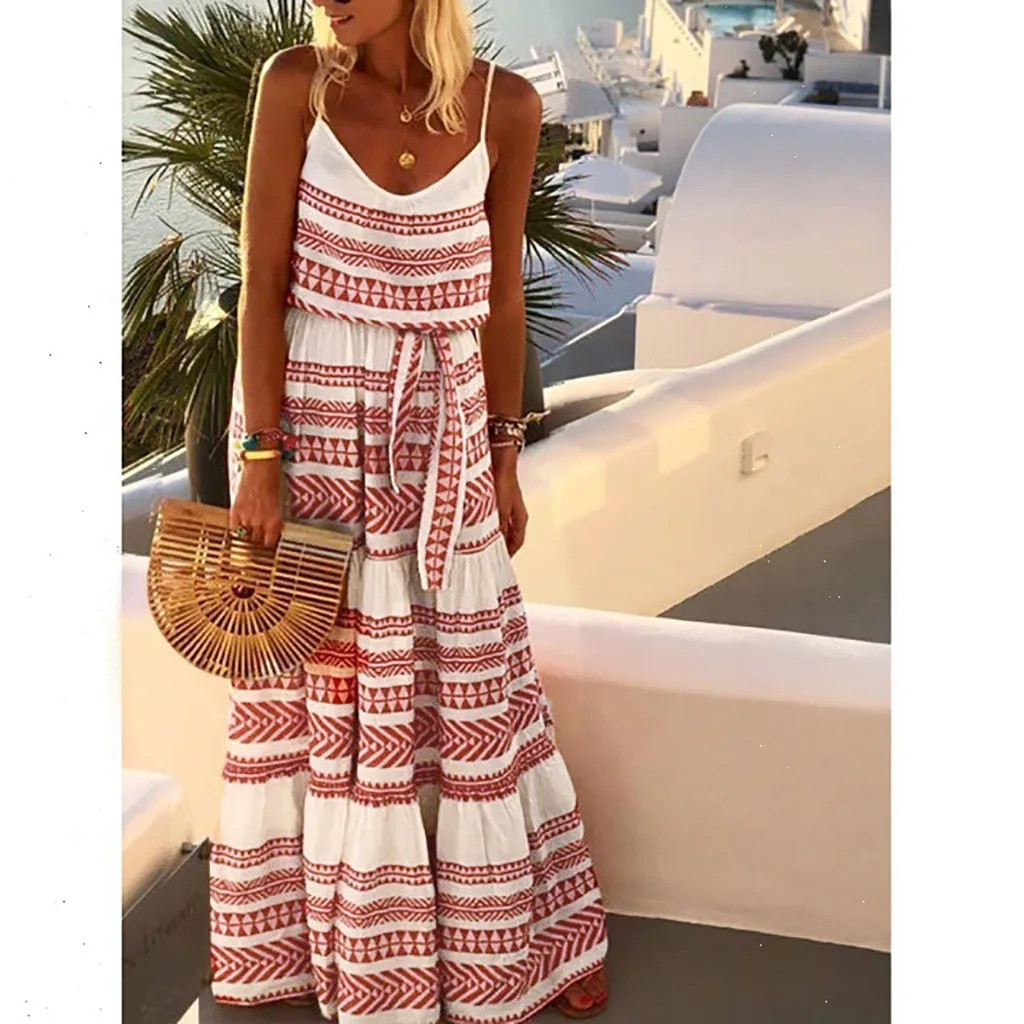 Salidas de playa para mujer горячие для женщин; большие размеры полосатый спагетти пляжное платье на бретельках свободные пикантные Макси платье sukienki plazowe