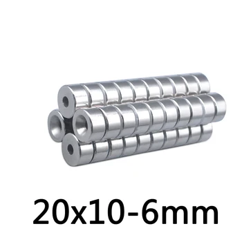 

2pcs N35 20mm x 10mm Ring Hole 6mm Strong Round Countersunk Rare Earth Neodymium Magnet 20*10-6