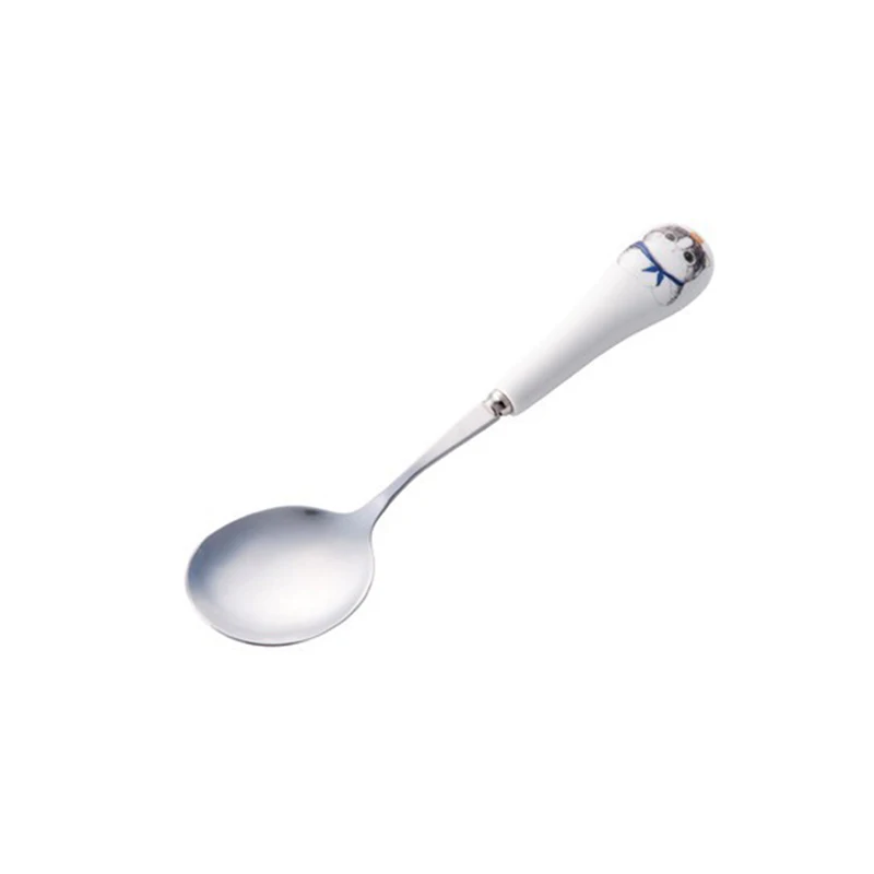 Baby Cartoon Cute Spoon Children Feeding Dinnerware Rabbit Infant Handle Training Utensils Bear Stainless Steel Spoons T0714 (8)