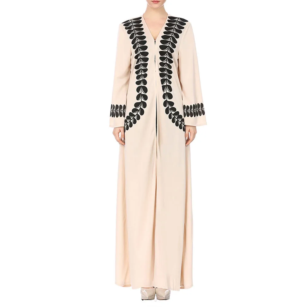 

FREE OSTRICH Muslim Dress Women Lady Printed Open Front Kaftan Muslim Cardigan Maxi Loose Robe Muslim Fashion Dress Women Summer