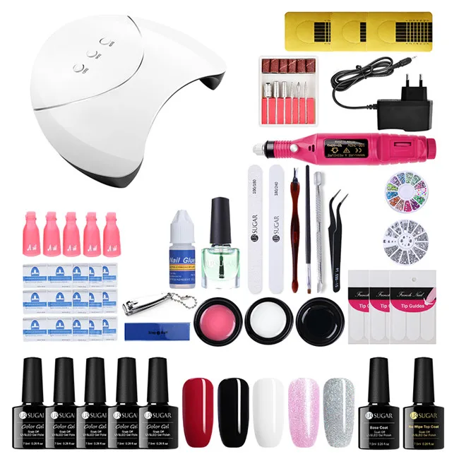 UR SUGAR Nail Set UV LED Lamp Dryer With 12pcs Nail Gel Polish Kit Soak Off Manicure Tools Set electric Nail drill For Nail Art - Цвет: Set 4