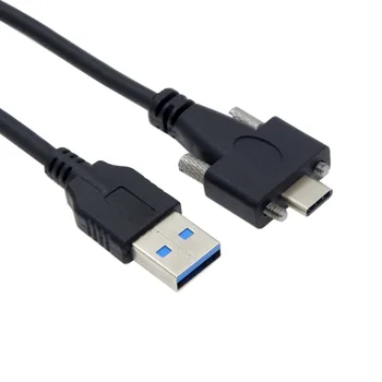 

10pcs/lot USB 3.1 Type-C Dual Screw Locking to Standard USB3.0 Data Cable 1.2m Panel Mount Type