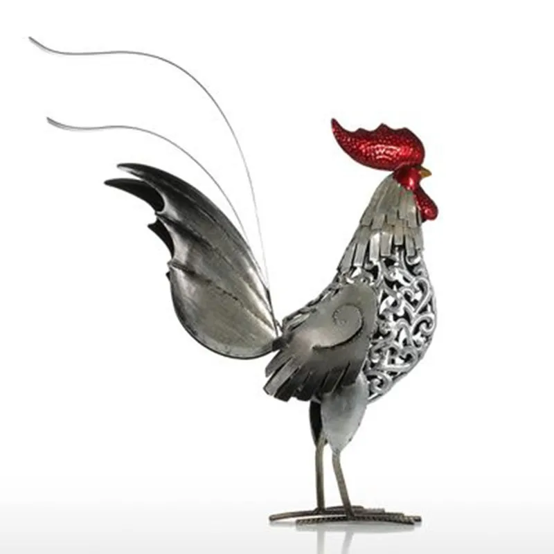 46CM Modern Home Decoration Accessories Articles Vivid Colorful Iron Rooster Tooarts Metal Figurine Living Room Decor M105 | Дом и сад