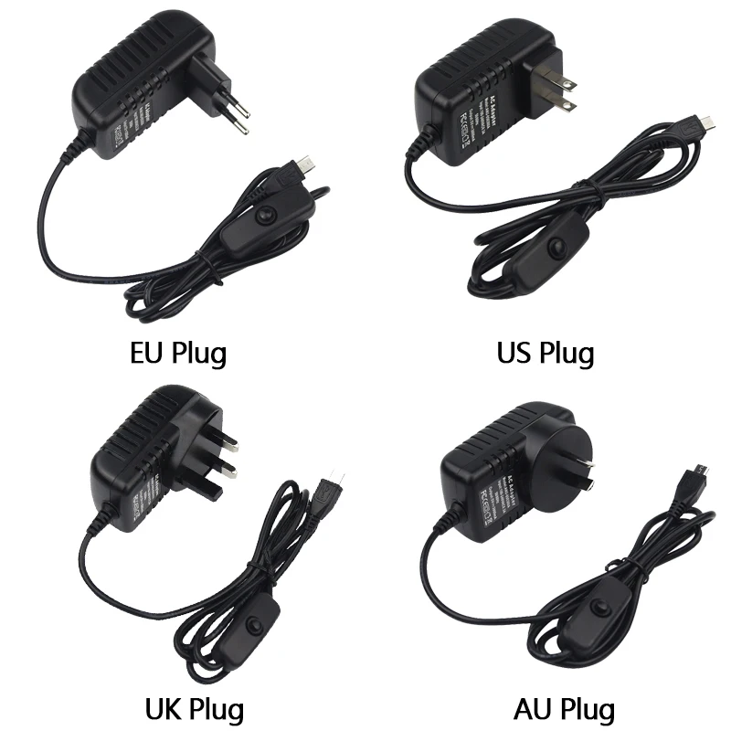 5 V/3A Raspberry Pi 3 Model B+ плюс Мощность адаптер ON/OFF переключатель питания зарядное устройство с выходом постоянного тока/адаптер переменного тока БП Источники питания