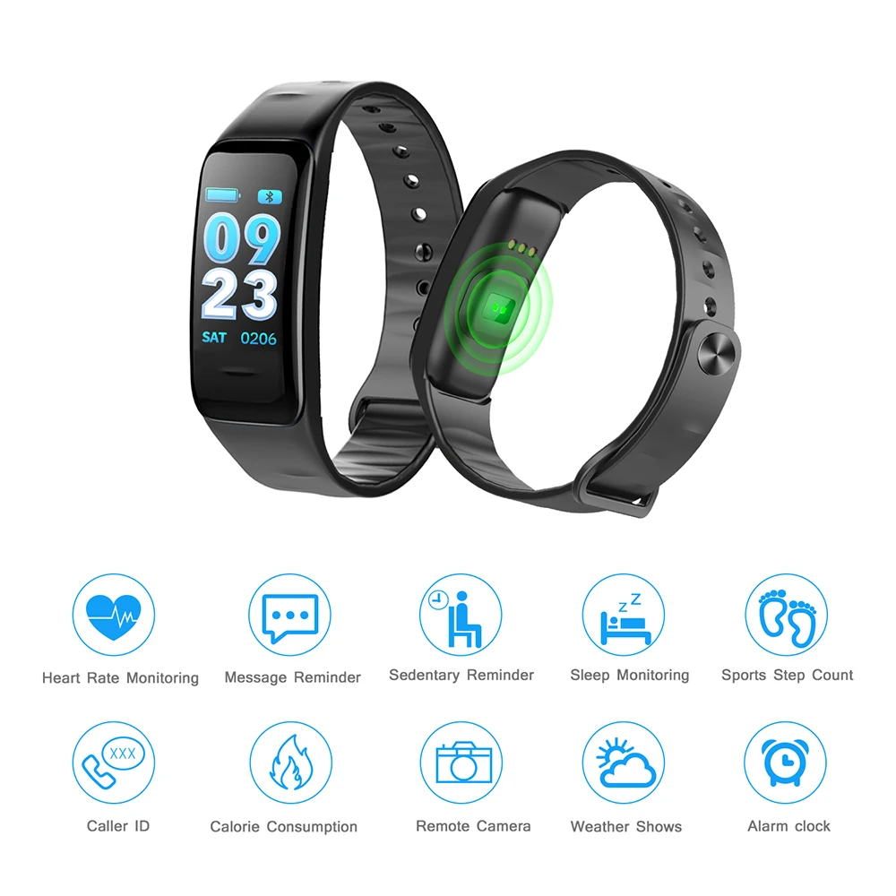 Color Screen C1S Smart Bracelet Waterproof Heart Rate Monitor Health Fitness Tracker Bluetooth Smart Watch for Sport PK MI Band 