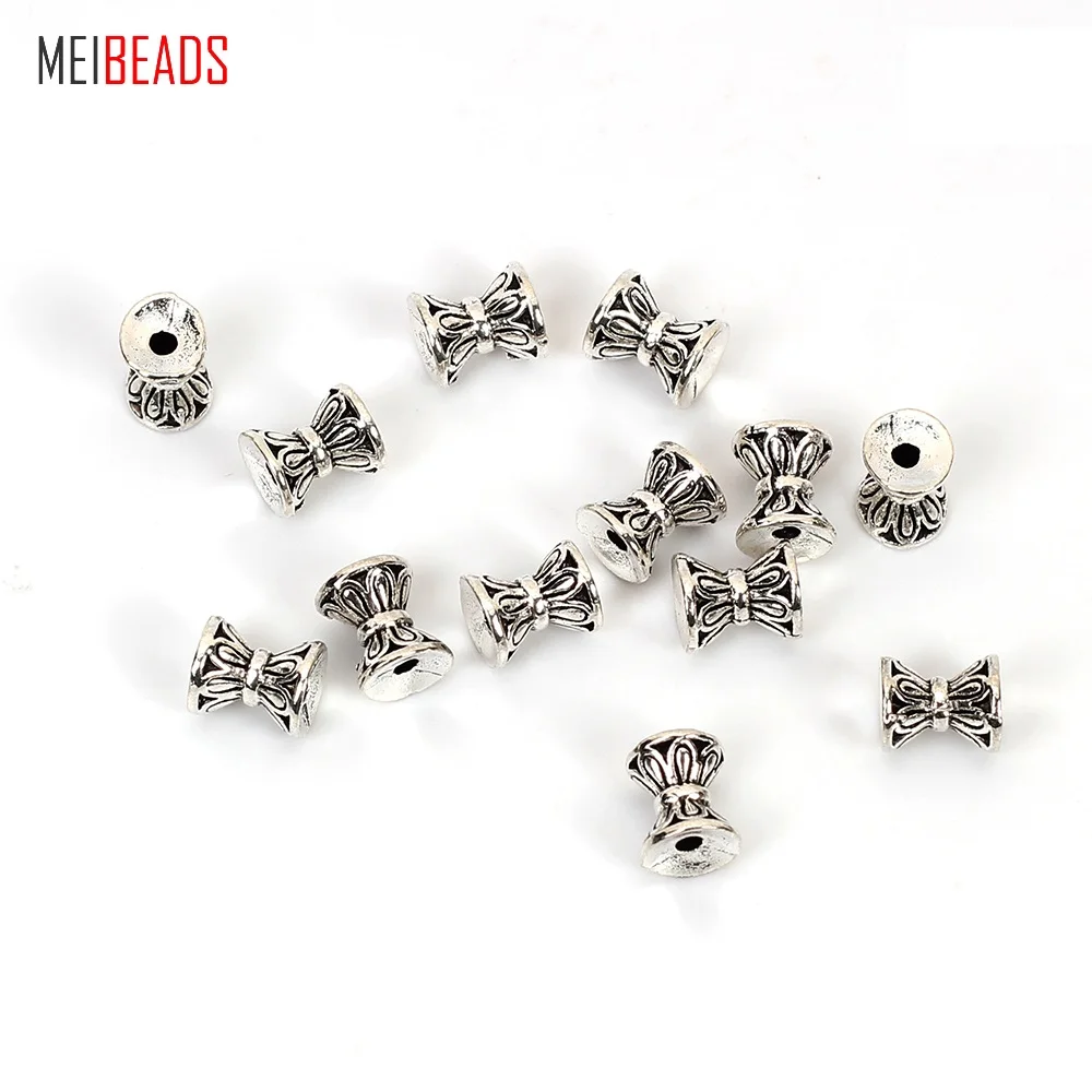 MEIBEADS, 50 шт./лот, 5,4*6,5 мм, Ретро стиль, имитация серебра, бусины, колпачки, сплав, ювелирные изделия, аксессуары для браслета, ожерелья, UF5377