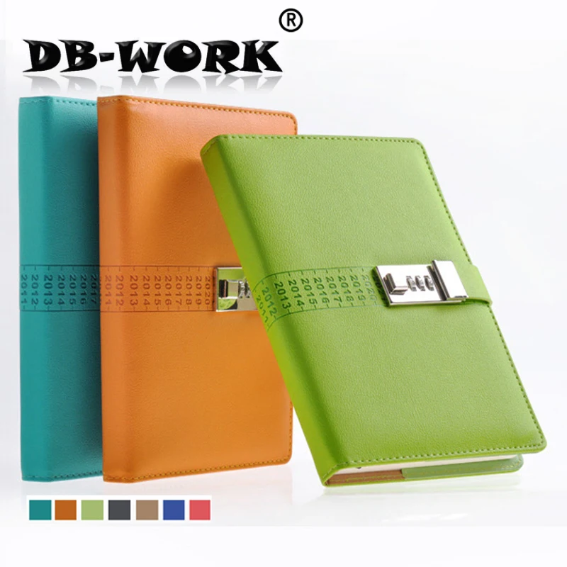 

High-end business Notepad A5 leather notebook password password lock diary boxed Notepad customization