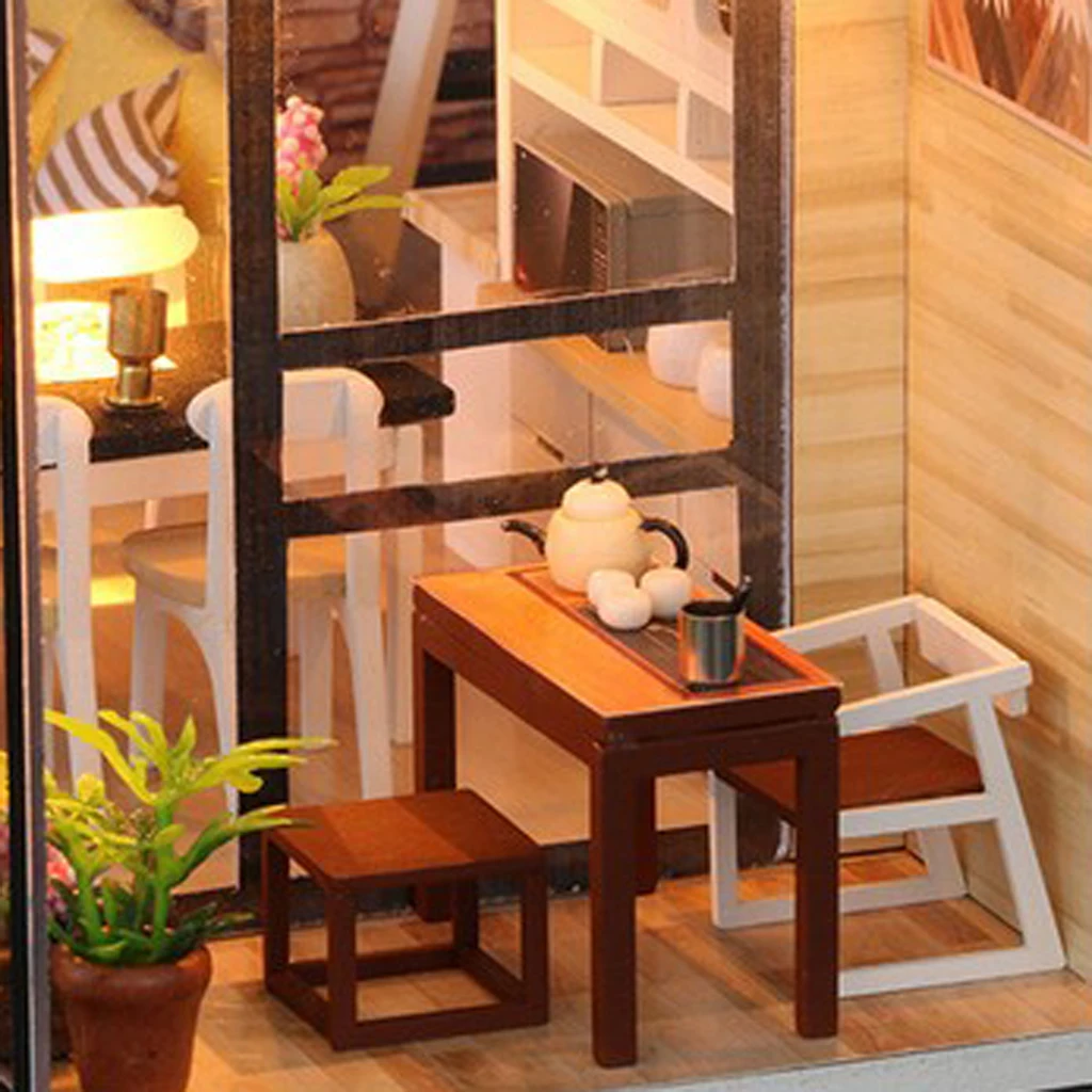 1/24 Dollhouse Miniatures Diorama DIY Accessories Kit Modern Style Duplex Apartment House Kids Children Birthday Gift