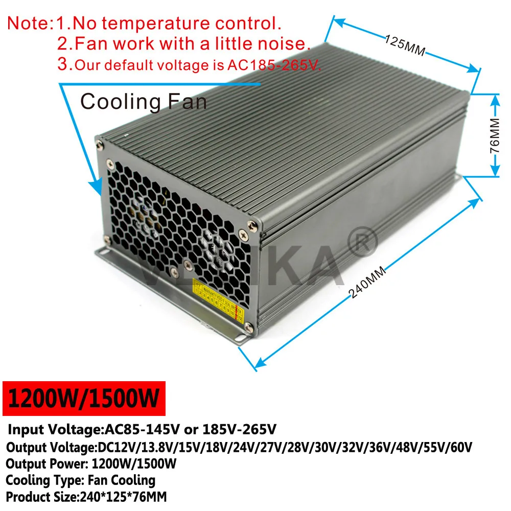 Одиночный выход DC 12 В 13,8 В 15 в 18 в 24 в 27 в 28 в 30 в 32 в 36 в 42 в 48 в 60 в 600 Вт 720 Вт 800 Вт 1000 Вт 1200 Вт 1500 Вт W переключатель источника питания