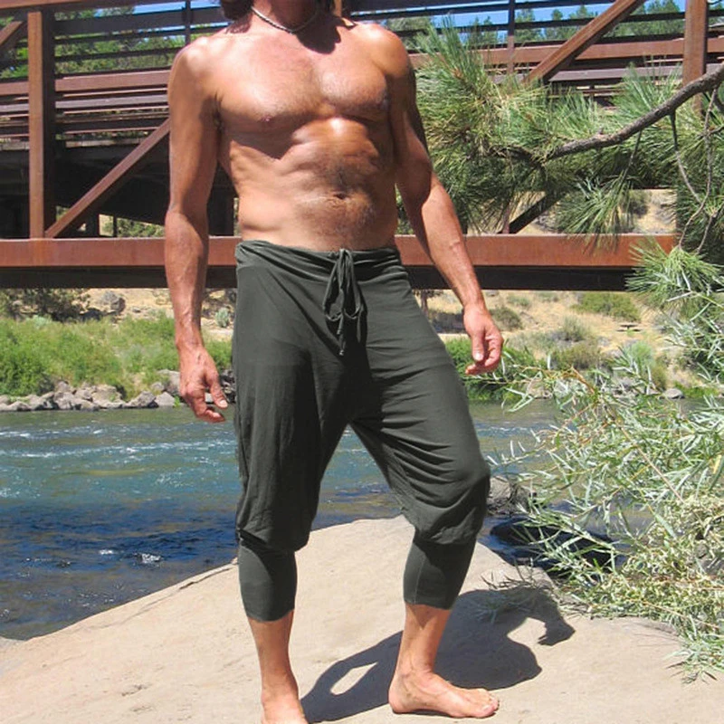 INCERUN мужские повседневные штаны длиной до середины икры облегающие джоггеры на шнурке однотонные цветные штаны размера плюс S-5XL - Цвет: Army Green