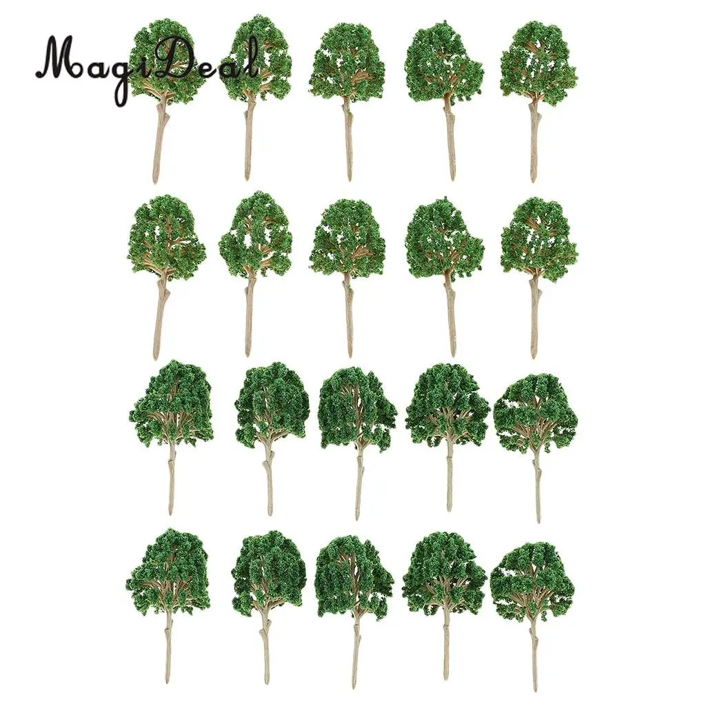 MagiDeal 10Pcs Sand Table Model Building Scale Tree Plant Miniature for Tailway Tailroad Train Track Park Garden Scenery Toys
