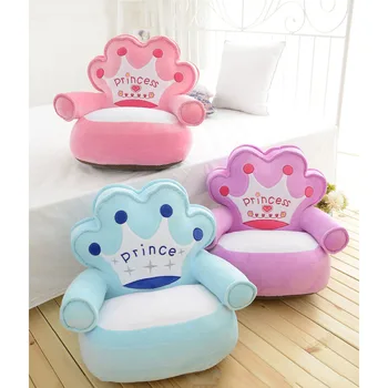 Only Cover No Filling Baby Bean Bag Cartoon Crown Seat Sofa Baby Chair Toddler Nest Puff Seat Bean Bag Plush Children Seat Cover outdoor and indoor bean bag buggle ups home furniture patio beach chair camping beanbag sofa seat cover only no filler