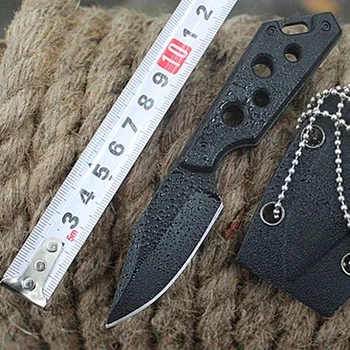 

straight knife neck all sorts of knives Outdoor self-defense survival small straight knife + K sheath + necklace