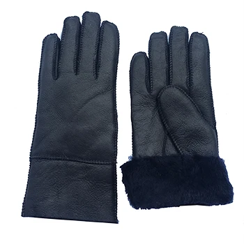 Женские зимние кожаные перчатки с натуральным мехом, новые теплые перчатки для женщин, женские перчатки из натуральной кожи, варежки, утепленные модные уличные перчатки G56 - Цвет: Dark Blue