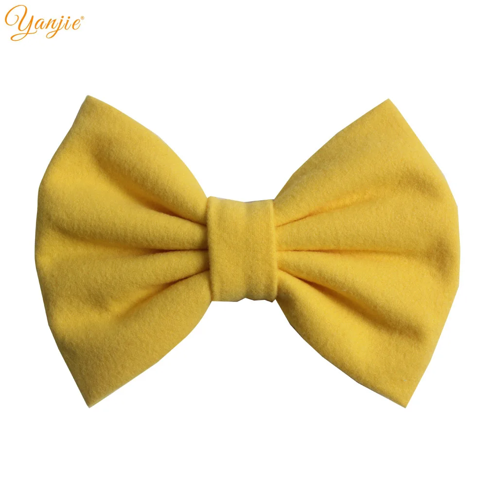 yellow 12 шт./лот, 5 дюймов, для девочек, однотонный, из микрофибры, мягкий хлопок, бант для волос, новинка, заколка для волос, сделай сам, весенние аксессуары для волос, детский головной убор, заколка для волос - Цвет: yellow
