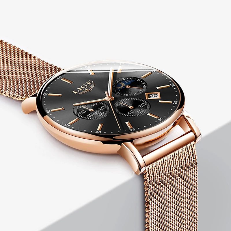 

LIGE Fashion Top Brand Mens Watches Luxury Quartz Watch Men Casual Slim Mesh Steel Waterproof Sport Watch Male Relogio Masculino