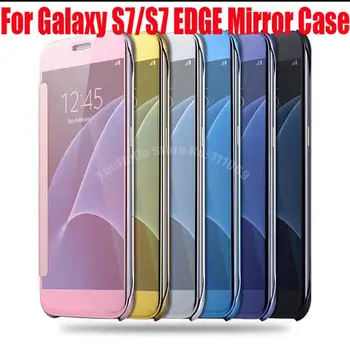 

10pc/lot S7/S7 Edge Luxury Clear View Mirror Screen Flip Leather Case for Samsung Galaxy S7 S7 Edge Phone Cover Skin Capa Para