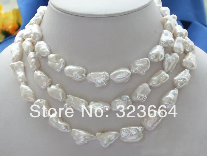 

46" 13-16 MM WHITE KESHI REBORN PEARL NECKLACE