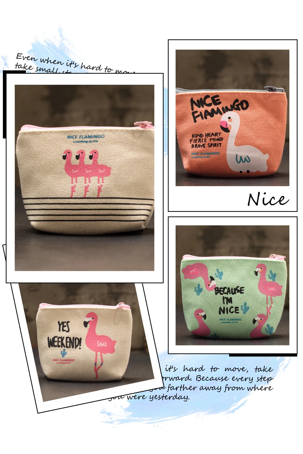 

flamingo small wallet square mini pocket woman cartoon