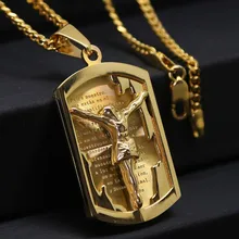 Relação e crucifixo masculino dourado, peça de cristo dourado de jesus, pingente de etiqueta de cachorro de 24 polegadas miami colar cubano corrente hip hop