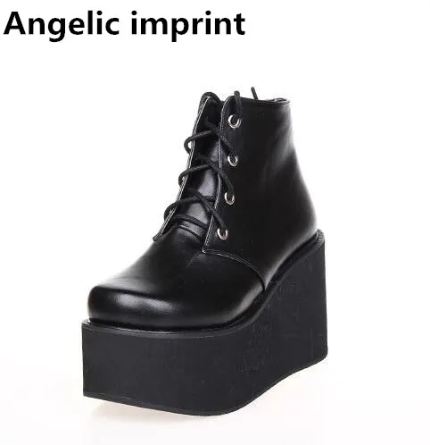 

Angelic imprint woman mori girl lolita cosplay shoes lady high trifle heels wedges pumps women princess shoe motorcycle boots 47
