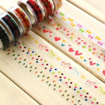 

6pcs / lot Korea stationery small tape cartoon color tape DIY transparent adhesive tape 1.5cm * 5M child photo