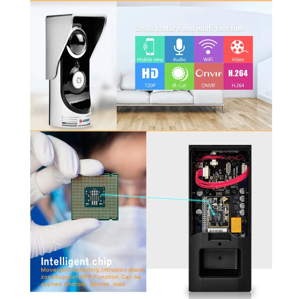 

Wifi Video Intercom Wireless Video Door Phone Motion Detection 720P Night Vision Video Intercom Doorbell Cam