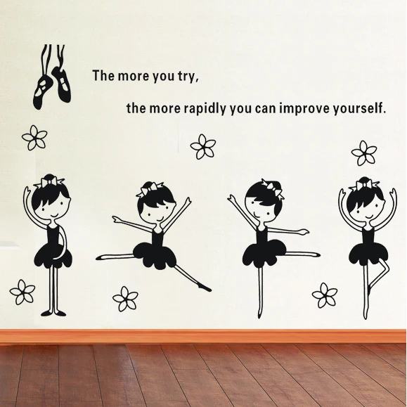 Ballet dance wall stickers child real dance decoration stickerssticker
