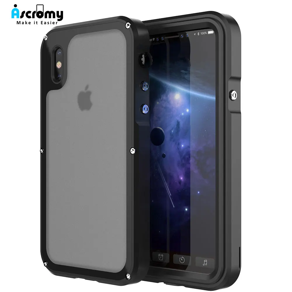 Ascromy For iPhone X Case Shockproof IP68 Waterproof Metal Bumper Cover For Appe iPhone 7 Plus 8 8plus Water Proof Accessories (1)