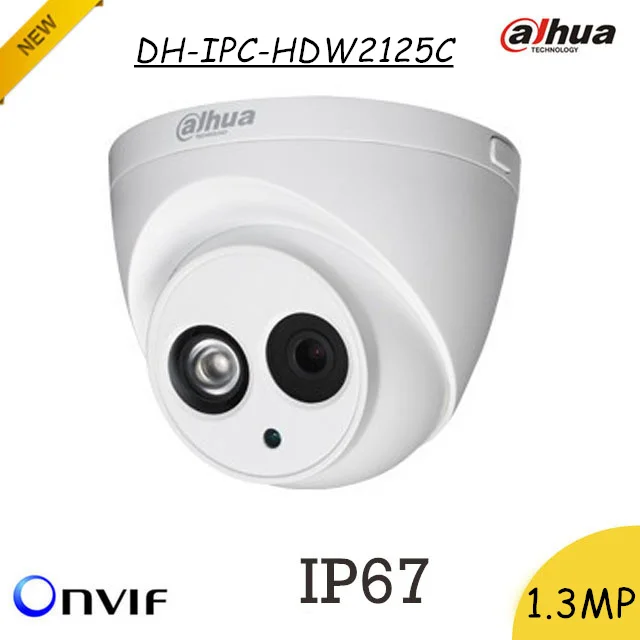 New Dahua 1.3mp IP Camera DH-IPC-HDW2125C Waterproof IP67 Security Camera IR 30m Support P2P and Onvif 1280*960 Dome Camera