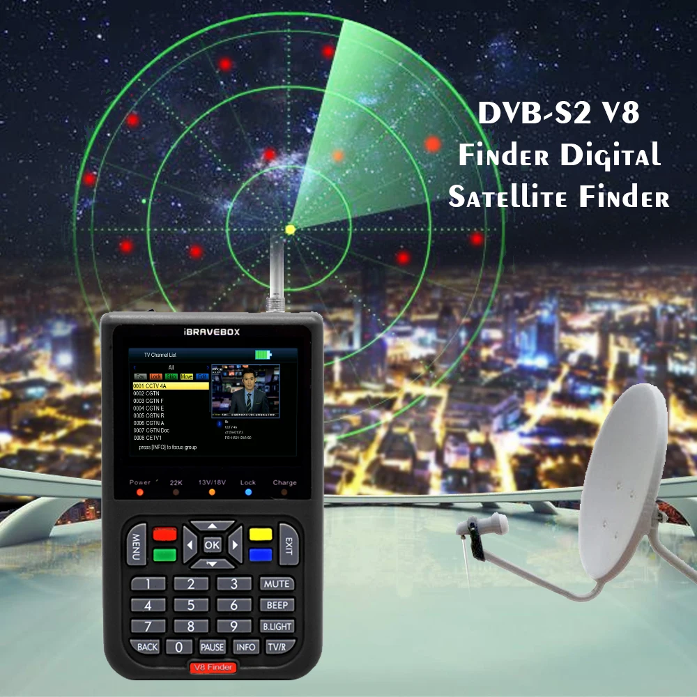 

V8 Finder DVB-S2 DVB-S FTA Digital Satellite SatFinder Meter HD Satellite Finder Tool TFT LCD Sat Finder lnb Signal Meter