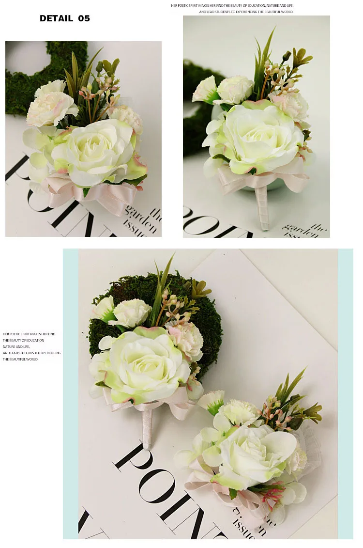 bridesmaid bracelet wedding corsage flowers roses artificial  (13)