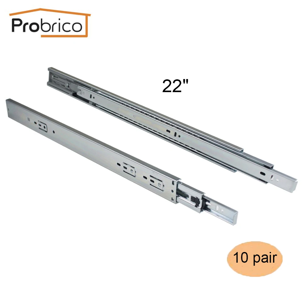 

Probrico 10 Pair 22" Soft Close Ball Bearing Rail Kitchen Furniture Drawer Slide DSHH32-22A USA Domestic Delivery