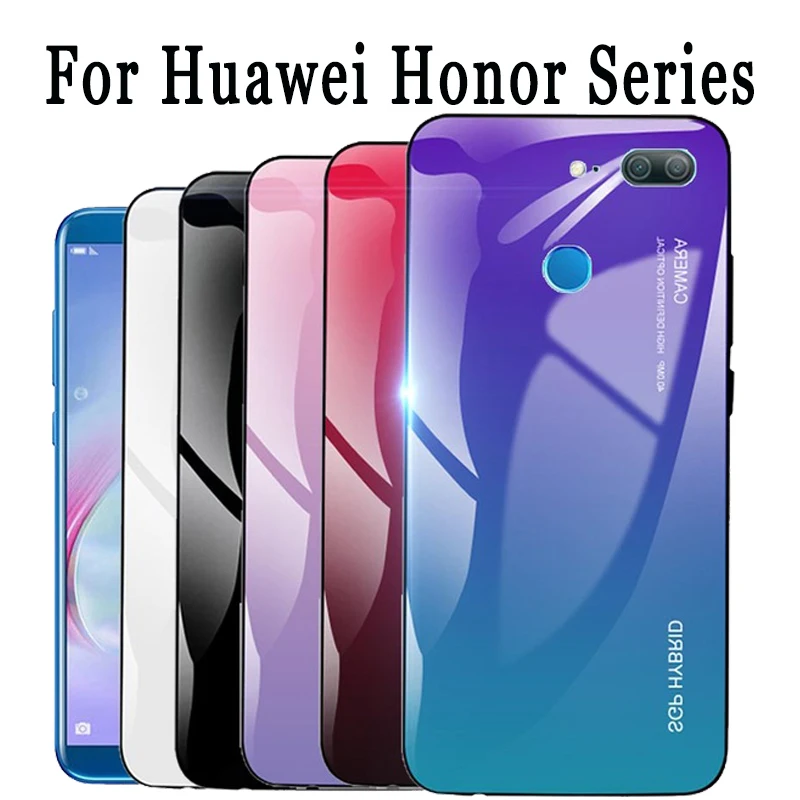 

Fundas Gradient Luxury honor 9lite case protective glass on for huawei honer 9 8 lite 7x 7 x x7 note 10 8lite light huavei hono9